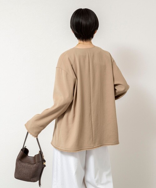 NOLLEY’S（ノーリーズ）の「ウォッシャブルFRINGE LIGHT JACKET（ノーカラージャケット・レディース・ブラック/アイボリー/ベージュ・FREE）」の14枚目の写真