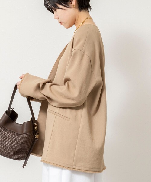 NOLLEY’S（ノーリーズ）の「ウォッシャブルFRINGE LIGHT JACKET（ノーカラージャケット・レディース・ブラック/アイボリー/ベージュ・FREE）」の15枚目の写真