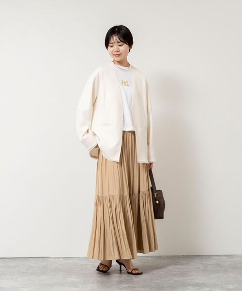 NOLLEY’S（ノーリーズ）の「ウォッシャブルFRINGE LIGHT JACKET（ノーカラージャケット・レディース・ブラック/アイボリー/ベージュ・FREE）」の16枚目の写真