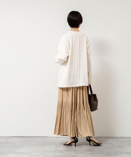 NOLLEY’S（ノーリーズ）の「ウォッシャブルFRINGE LIGHT JACKET（ノーカラージャケット・レディース・ブラック/アイボリー/ベージュ・FREE）」の17枚目の写真