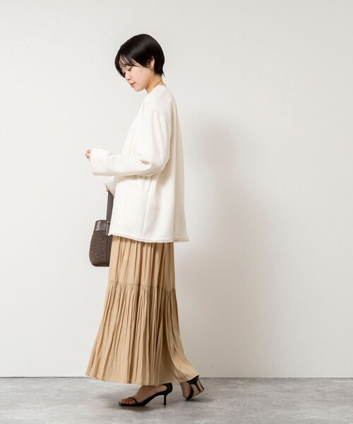 NOLLEY’S（ノーリーズ）の「ウォッシャブルFRINGE LIGHT JACKET（ノーカラージャケット・レディース・ブラック/アイボリー/ベージュ・FREE）」の18枚目の写真