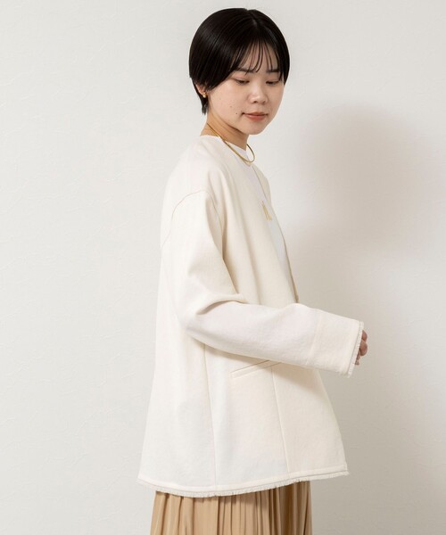 NOLLEY’S（ノーリーズ）の「ウォッシャブルFRINGE LIGHT JACKET（ノーカラージャケット・レディース・ブラック/アイボリー/ベージュ・FREE）」の20枚目の写真