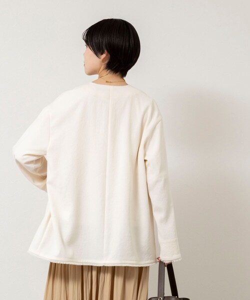 NOLLEY’S（ノーリーズ）の「ウォッシャブルFRINGE LIGHT JACKET（ノーカラージャケット・レディース・ブラック/アイボリー/ベージュ・FREE）」の21枚目の写真
