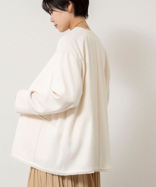 NOLLEY’S（ノーリーズ）の「ウォッシャブルFRINGE LIGHT JACKET（ノーカラージャケット・レディース・ブラック/アイボリー/ベージュ・FREE）」の22枚目の写真