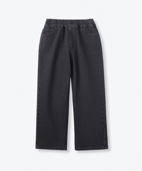MUSINSA STANDARD KIDS（ムシンサスタンダードキッズ）の「起毛レギュラーフィットバンディングデニムパンツ[ウォッシュドブラック]（デニムパンツ・レディース・その他・100/110/120/130/140/150）」の2枚目の写真