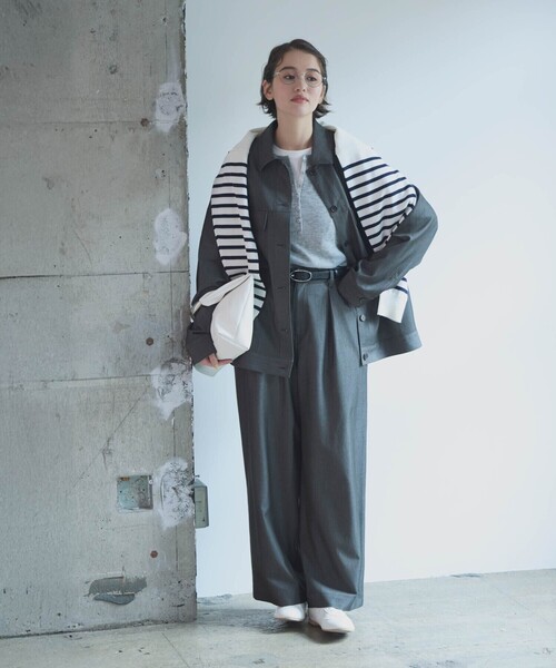 COMME CA ISM（コムサイズム）の「デニムライクＧジャン/セットアップ対応（ブルゾン・レディース・チャコール/ネイビー・MEDIUM/LARGE）」の4枚目の写真