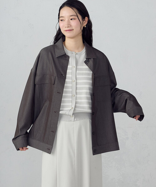 COMME CA ISM（コムサイズム）の「デニムライクＧジャン/セットアップ対応（ブルゾン・レディース・チャコール/ネイビー・MEDIUM/LARGE）」の8枚目の写真