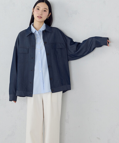 COMME CA ISM（コムサイズム）の「デニムライクＧジャン/セットアップ対応（ブルゾン・レディース・チャコール/ネイビー・MEDIUM/LARGE）」の12枚目の写真