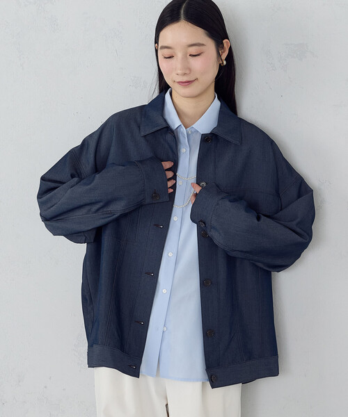 COMME CA ISM（コムサイズム）の「デニムライクＧジャン/セットアップ対応（ブルゾン・レディース・チャコール/ネイビー・MEDIUM/LARGE）」の13枚目の写真