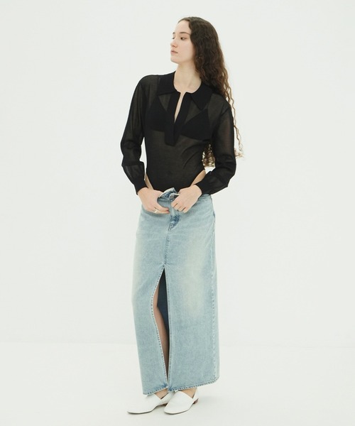 CLANE(クラネ)の「CENTER SLIT DENIM SKIRT(デニムスカート・レディース・ライトブルー・0/2/1)」の10枚目の写真