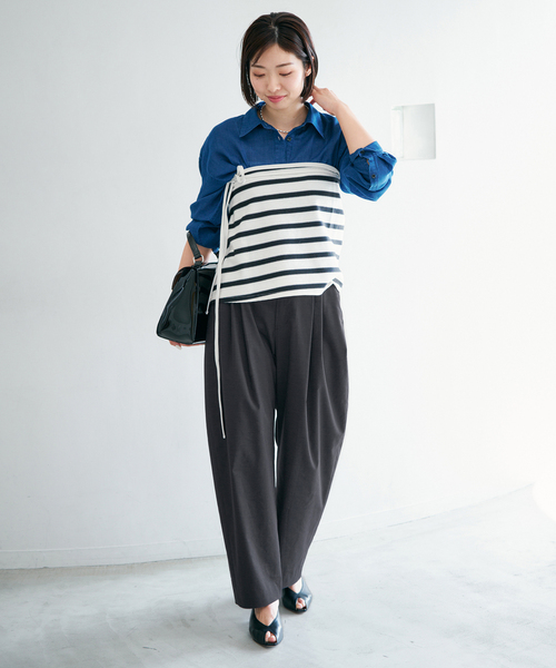 IENA（イエナ）の「ウォッシャブル リネンミックスコクーンスラックス（スラックス・レディース・ブラック/ホワイト/ベージュ系その他・38/36/34）」の4枚目の写真