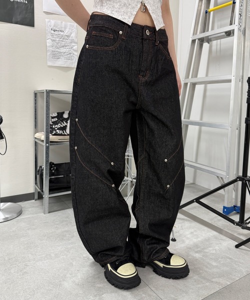 Figments（フィグメンツ）の「3Dレトロデニム（デニムパンツ・レディース・ブラック・LARGE/MEDIUM/SMALL）」の4枚目の写真