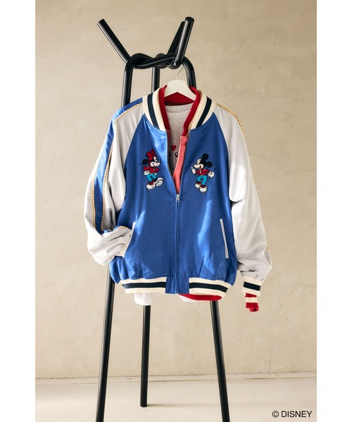 Disney SERIES CREATED by MUS(ディズニーシリーズクリエイテッドバイエムユーエス)の「MD MM MATCHING OUTFITS ジャケット(スカジャン・レディース・ブルー/ピンク・FREE)」の4枚目の写真
