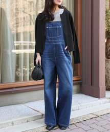 ストラップデニムサロペット / 体型カバー ゆったりシルエット 大人カジュアル
