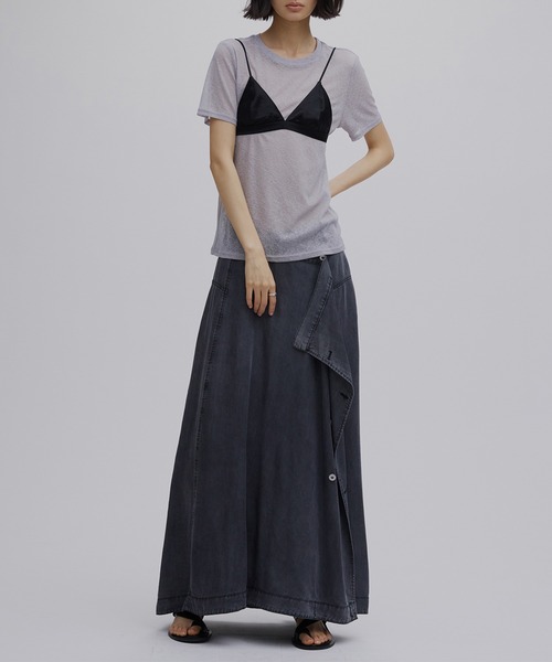 Ameri（アメリ）の「TENCEL DENIM WRAP LIKE SKIRT（デニムスカート・レディース・ベージュ/ブラック/ブルー・MEDIUM/SMALL）」の4枚目の写真