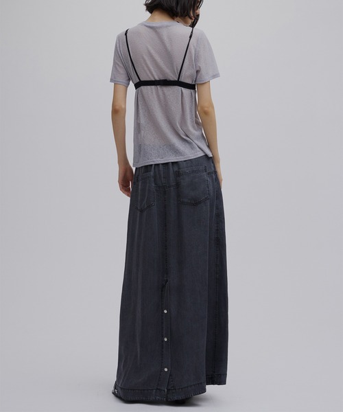 Ameri（アメリ）の「TENCEL DENIM WRAP LIKE SKIRT（デニムスカート・レディース・ベージュ/ブラック/ブルー・MEDIUM/SMALL）」の5枚目の写真