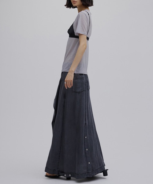 Ameri（アメリ）の「TENCEL DENIM WRAP LIKE SKIRT（デニムスカート・レディース・ベージュ/ブラック/ブルー・MEDIUM/SMALL）」の6枚目の写真