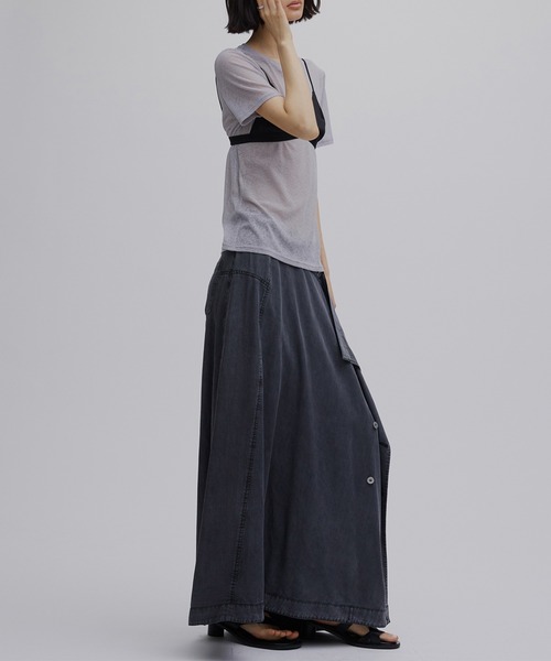 Ameri（アメリ）の「TENCEL DENIM WRAP LIKE SKIRT（デニムスカート・レディース・ベージュ/ブラック/ブルー・MEDIUM/SMALL）」の7枚目の写真