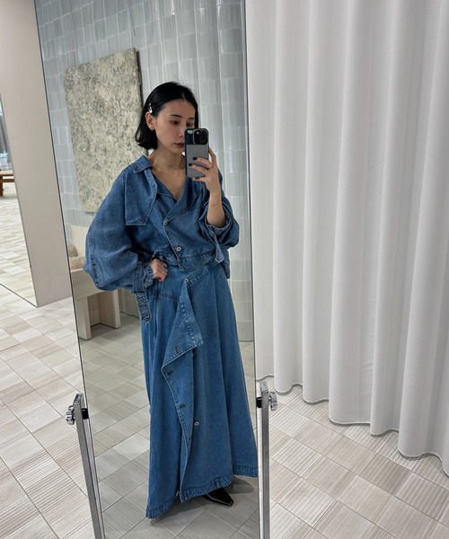 Ameri（アメリ）の「TENCEL DENIM WRAP LIKE SKIRT（デニムスカート・レディース・ベージュ/ブラック/ブルー・MEDIUM/SMALL）」の9枚目の写真