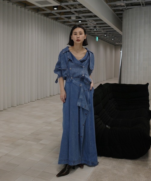 Ameri（アメリ）の「TENCEL DENIM WRAP LIKE SKIRT（デニムスカート・レディース・ベージュ/ブラック/ブルー・MEDIUM/SMALL）」の11枚目の写真