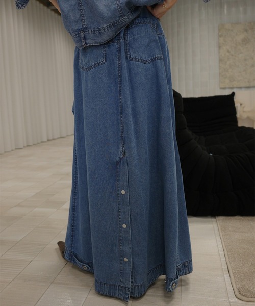 Ameri（アメリ）の「TENCEL DENIM WRAP LIKE SKIRT（デニムスカート・レディース・ベージュ/ブラック/ブルー・MEDIUM/SMALL）」の12枚目の写真