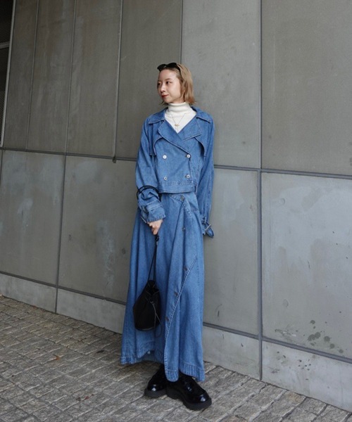 Ameri（アメリ）の「TENCEL DENIM WRAP LIKE SKIRT（デニムスカート・レディース・ベージュ/ブラック/ブルー・MEDIUM/SMALL）」の16枚目の写真