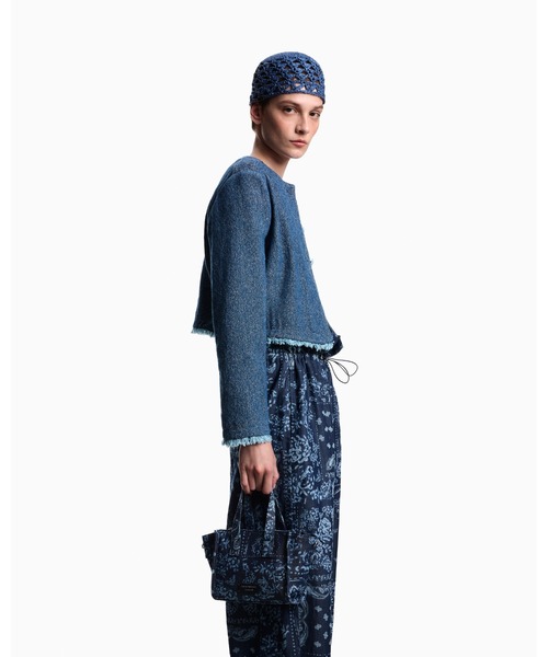 EMPORIO ARMANI(エンポリオアルマーニ)の「【エンポリオ アルマーニ】スモールショッパー キャンバス バンダナプリント(ショルダーバッグ・レディース・インディゴブルー・FREE)」の6枚目の写真