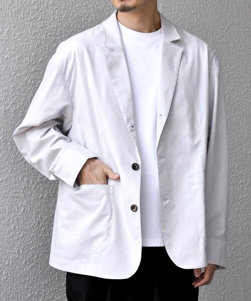 SHIPS any（シップス エニィ）の「【WEB限定】SHIPS any:〈接触冷感・ストレッチ・遮熱等〉ハイブリッドリネン リラックス テーラード ジャケット◆（テーラードジャケット・メンズ・ダークグレー/ライトオリーブ/ライトグレー/ネイビー・X-LARGE/LARGE/MEDIUM/SMALL）」の2枚目の写真