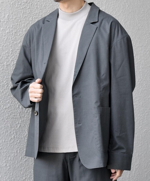 SHIPS any（シップス エニィ）の「【WEB限定】SHIPS any:〈接触冷感・ストレッチ・遮熱等〉ハイブリッドリネン リラックス テーラード ジャケット◆（テーラードジャケット・メンズ・ダークグレー/ライトオリーブ/ライトグレー/ネイビー・X-LARGE/LARGE/MEDIUM/SMALL）」の3枚目の写真