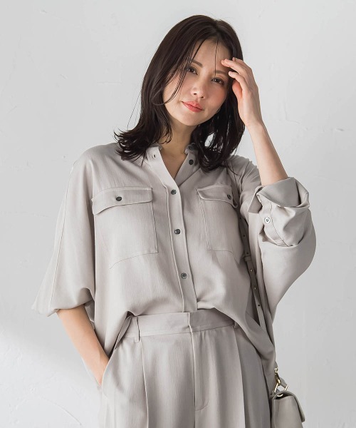 LAUTREAMONT(ロートレアモン)の「Beauty Denimブラウス≪洗濯機で洗える≫(シャツ/ブラウス・レディース・ベージュ/ネイビー・9号)」の1枚目の写真