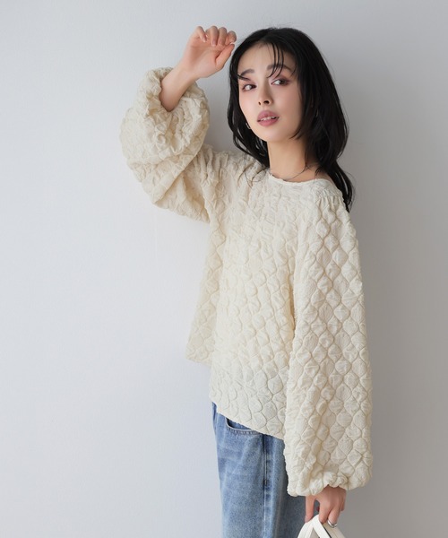 SUGAR BISKET(シュガービスケット)の「2wayジャガードブラウス(シャツ/ブラウス・レディース・ベージュ/ブラック・フリー)」の12枚目の写真