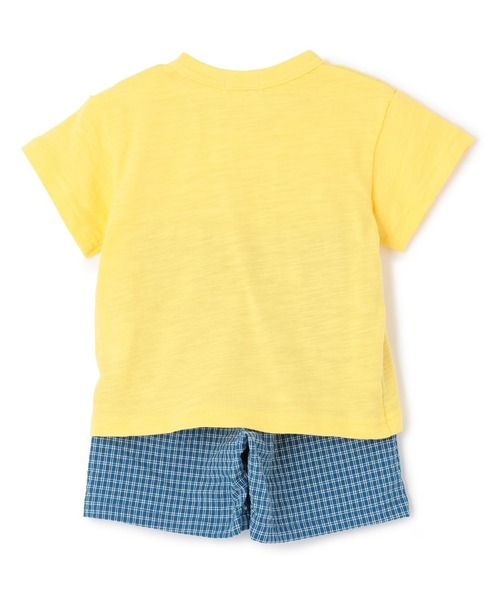 KP BOY（ケーピーボーイ）の「車T×チェックハーフパンツ セット（Tシャツ/カットソー・キッズ・イエロー/オフホワイト・100cm/120cm/80ｃｍ/90cm/110cm）」の3枚目の写真