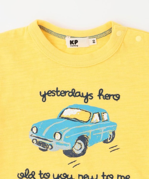 KP BOY（ケーピーボーイ）の「車T×チェックハーフパンツ セット（Tシャツ/カットソー・キッズ・イエロー/オフホワイト・100cm/120cm/80ｃｍ/90cm/110cm）」の5枚目の写真