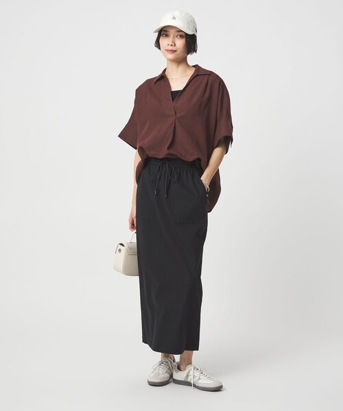 green label relaxing(グリーンレーベルリラクシング)の「リネン スキッパー ショートスリーブ シャツ(シャツ/ブラウス・レディース・ライトブルー/ナチュラル/ダークグレー/ブラウン・FREE)」の7枚目の写真