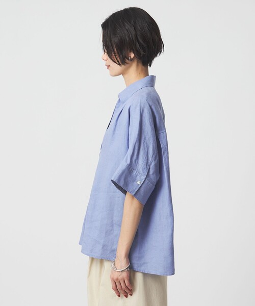 green label relaxing(グリーンレーベルリラクシング)の「リネン スキッパー ショートスリーブ シャツ(シャツ/ブラウス・レディース・ライトブルー/ナチュラル/ダークグレー/ブラウン・FREE)」の9枚目の写真
