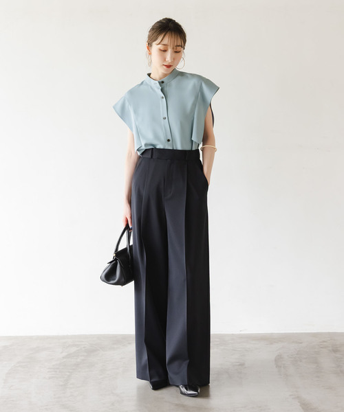 Noble（ノーブル）の「《WEB限定追加》【洗える】スクエアースリーブフロントオープンブラウス（シャツ/ブラウス・レディース・サックスブルー/ホワイト・FREE）」の3枚目の写真