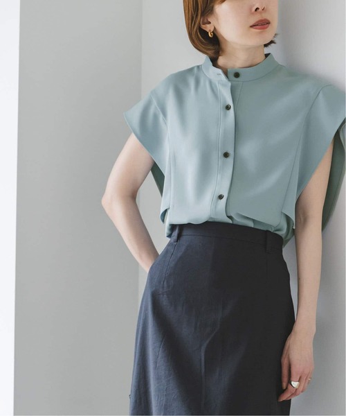 Noble（ノーブル）の「《WEB限定追加》【洗える】スクエアースリーブフロントオープンブラウス（シャツ/ブラウス・レディース・サックスブルー/ホワイト・FREE）」の6枚目の写真