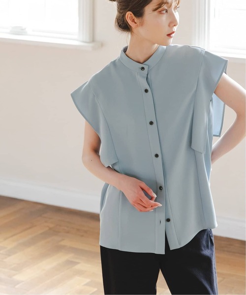 Noble（ノーブル）の「《WEB限定追加》【洗える】スクエアースリーブフロントオープンブラウス（シャツ/ブラウス・レディース・サックスブルー/ホワイト・FREE）」の11枚目の写真