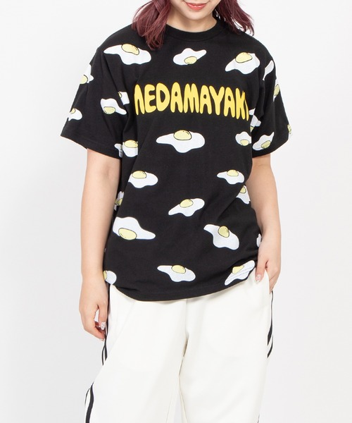 PUNYUS(プニュズ)の「【新サイズ】目玉焼き総柄Tシャツ(Tシャツ/カットソー・レディース・ブラック/ホワイト・1/2/3/4/5)」の2枚目の写真