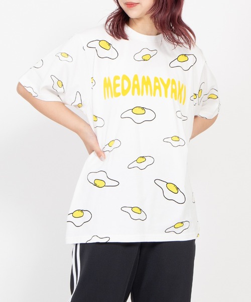 PUNYUS(プニュズ)の「【新サイズ】目玉焼き総柄Tシャツ(Tシャツ/カットソー・レディース・ブラック/ホワイト・1/2/3/4/5)」の14枚目の写真