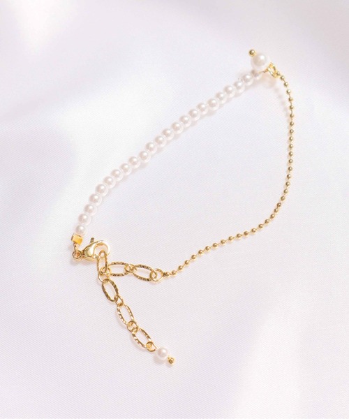 ALWAYS GOOD TIME（オルウェイズグッドタイム）の「パールチェーンデザイン 華奢ブレスレット / ゴールドメッキ レディースアクセサリー（ブレスレット・レディース・ゴールド・FREE）」の5枚目の写真