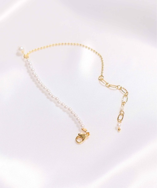 ALWAYS GOOD TIME（オルウェイズグッドタイム）の「パールチェーンデザイン 華奢ブレスレット / ゴールドメッキ レディースアクセサリー（ブレスレット・レディース・ゴールド・FREE）」の3枚目の写真