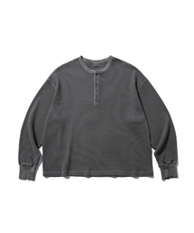 ANGLAN（アングラン）の「Waffle Henley Long Sleeve - Charcoal（Tシャツ/カットソー）」