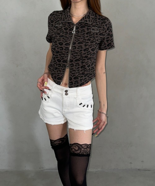 Bamm(バム)の「レオパードダブルジップコンパクトトップス(Tシャツ/カットソー・レディース・ブラウン/グレー/ホワイト・FREE)」の18枚目の写真
