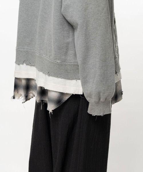 Maison MIHARA YASUHIRO（メゾンミハラヤスヒロ）の「【MIHARAYASUHIRO/ミハラヤスヒロ】TRIPLE LAYERED HOODIE（Tシャツ/カットソー・メンズ・グレー/ブラック・44/48/46）」の8枚目の写真