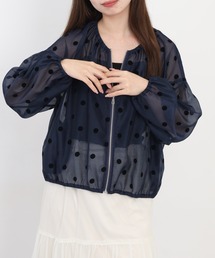 EGLANTINE ノーカラードットシアーブルゾン