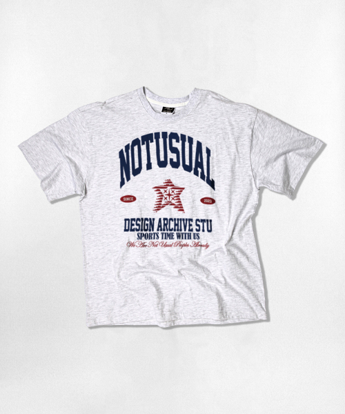 NOTUSUAL(ノットユージュアル)の「グランジブルー オーバーサイズ 半袖Tシャツ 4カラー(Tシャツ/カットソー・レディース・ホワイト×グレー/ブラック/ネイビー/ホワイト・SMALL/MEDIUM/LARGE/X-LARGE)」の8枚目の写真