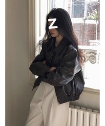 オーバーサイズレザーブルゾン