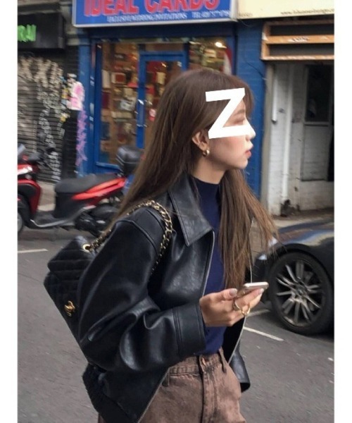 Ritzy（リッツィー）の「オーバーサイズレザーブルゾン（ピーコート・レディース・ブラック・M）」の10枚目の写真