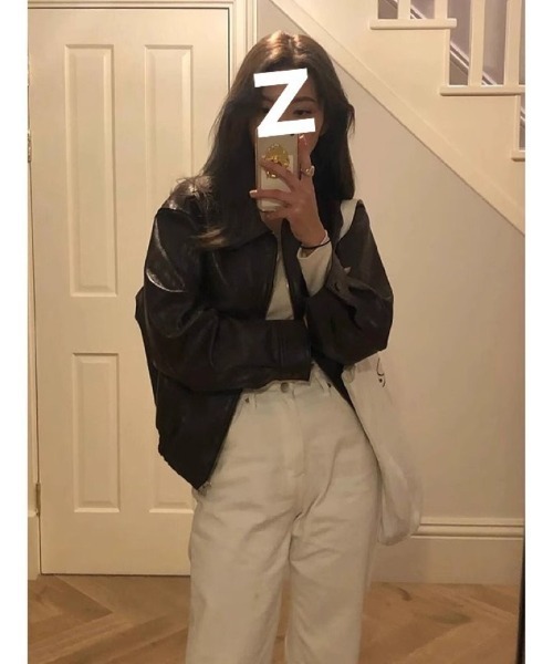 Ritzy（リッツィー）の「オーバーサイズレザーブルゾン（ピーコート・レディース・ブラック・M）」の7枚目の写真
